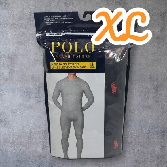 Polo Ralph Lauren Men's XL Baselayer Set Long Sleeve Crew & Pant Black NWT